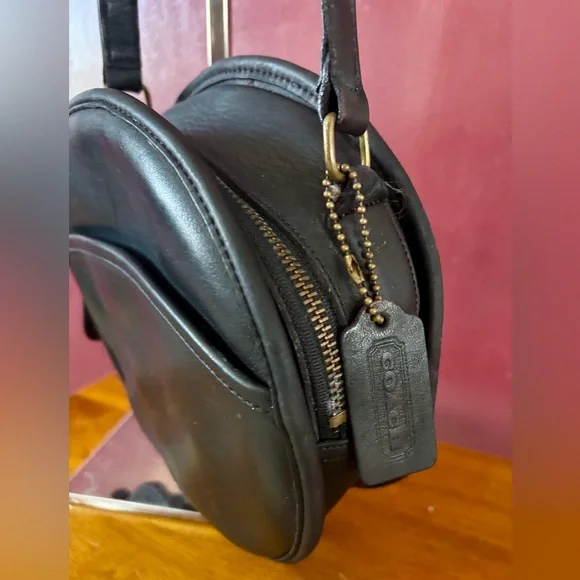 Vintage 80s 90s Coach Chester Canteen style Purse Bag black Leather Made in USA - Picture 3 of 11